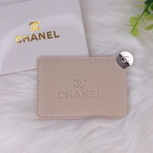 CHANEL Mirror & Card Holder Blush Pink Leather Case Authentic From Chanel Parfum